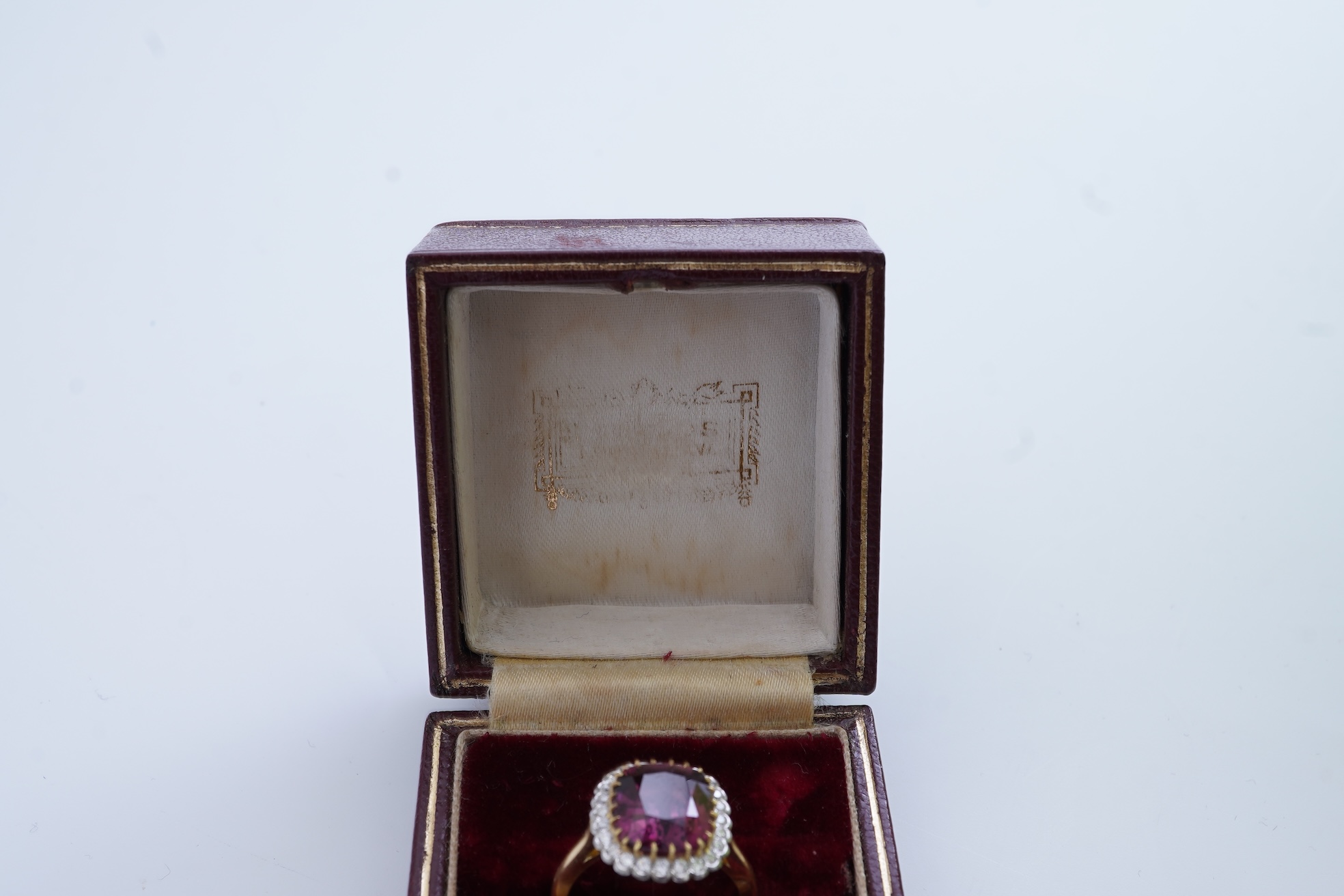 An attractive spinel and diamond ring